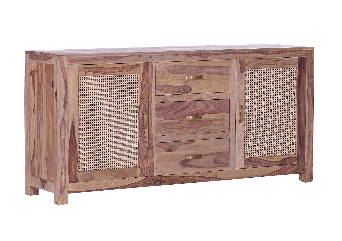 Sideboard Bantu 66255 Shishamholz Massiv 3 Schubkästen Natur Kommode Schrank