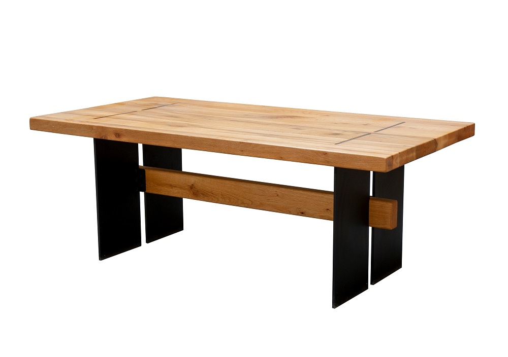 Couchtisch TI-0532 Massivholz Metallgestell Schwarz Pulverbeschichtet Maße BxHxT ca.: 120x45x60 cm