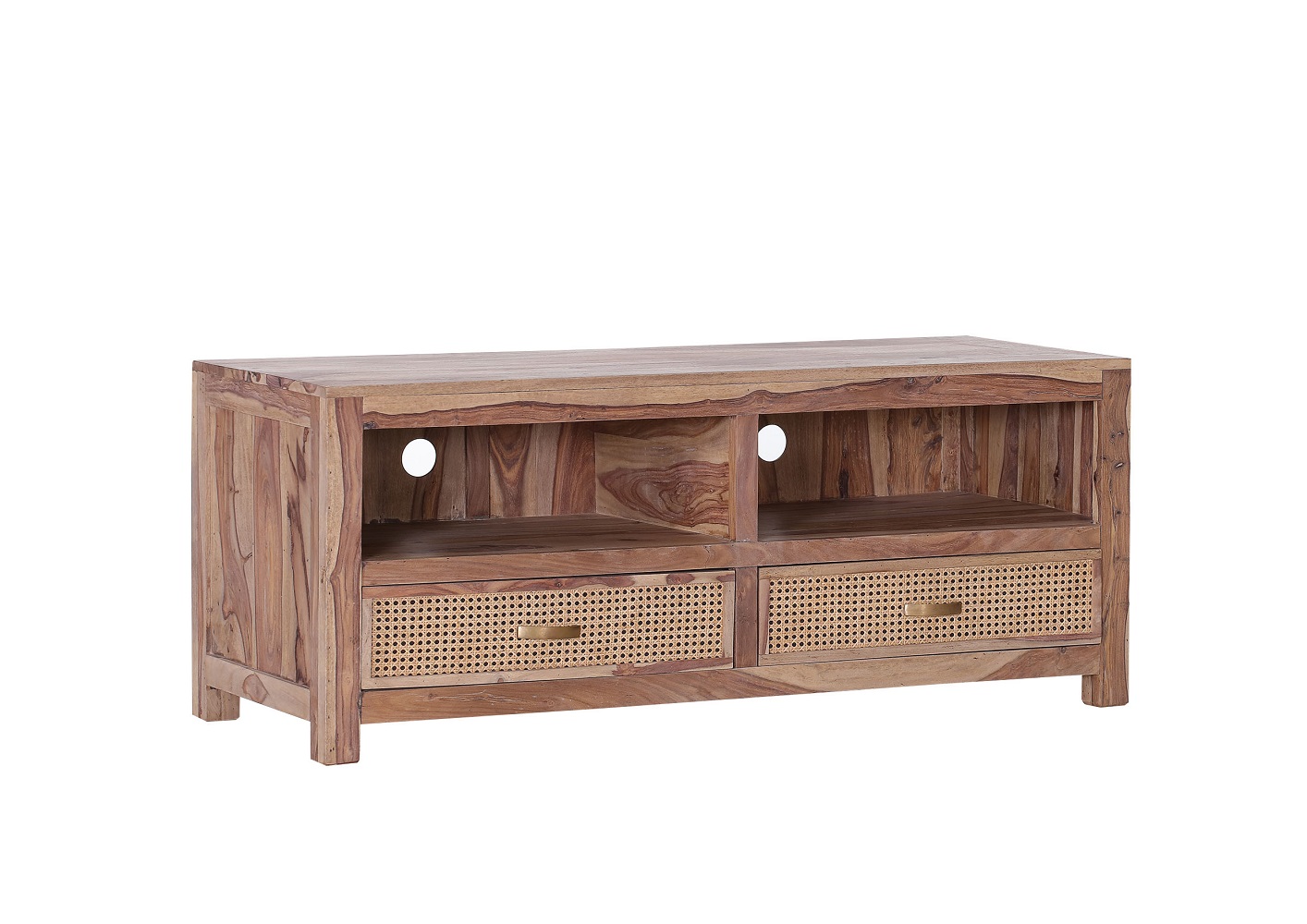 TV-Lowboard Bantu 66259 Shishamholz Massiv 2 Schubkästen TV-Tisch Fernsehstisch