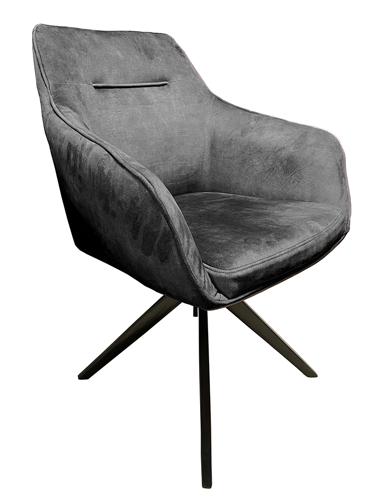 Armlehnenstuhl Jazz Velours anthrazit 180° drehbar Auto-Return-Funktion Metallgestell