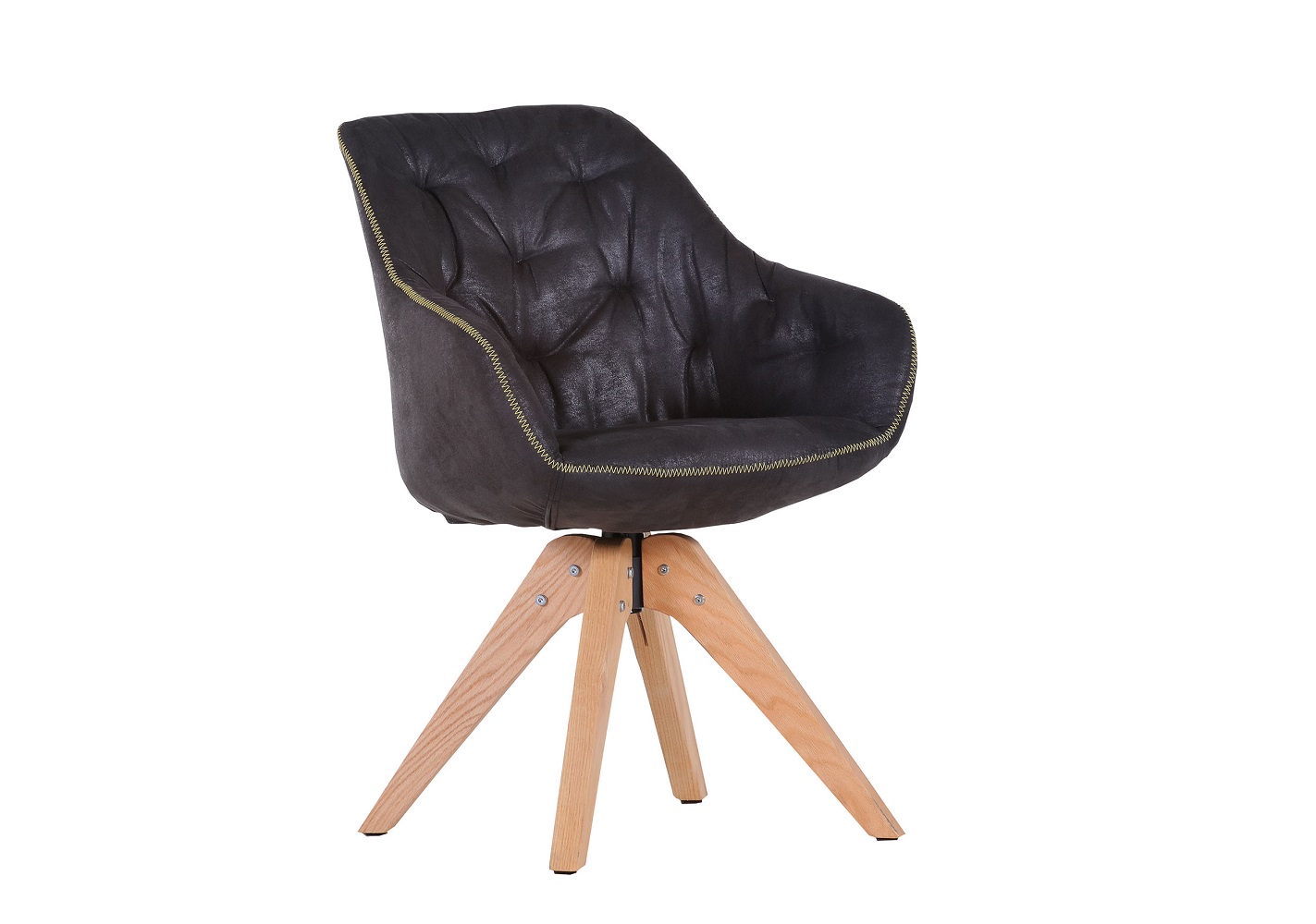 Armlehnenstuhl Floyd 360° drehbar anthrazit Eiche massiv natur Esszimmerstuhl Küchenstuhl Sessel Armlehne