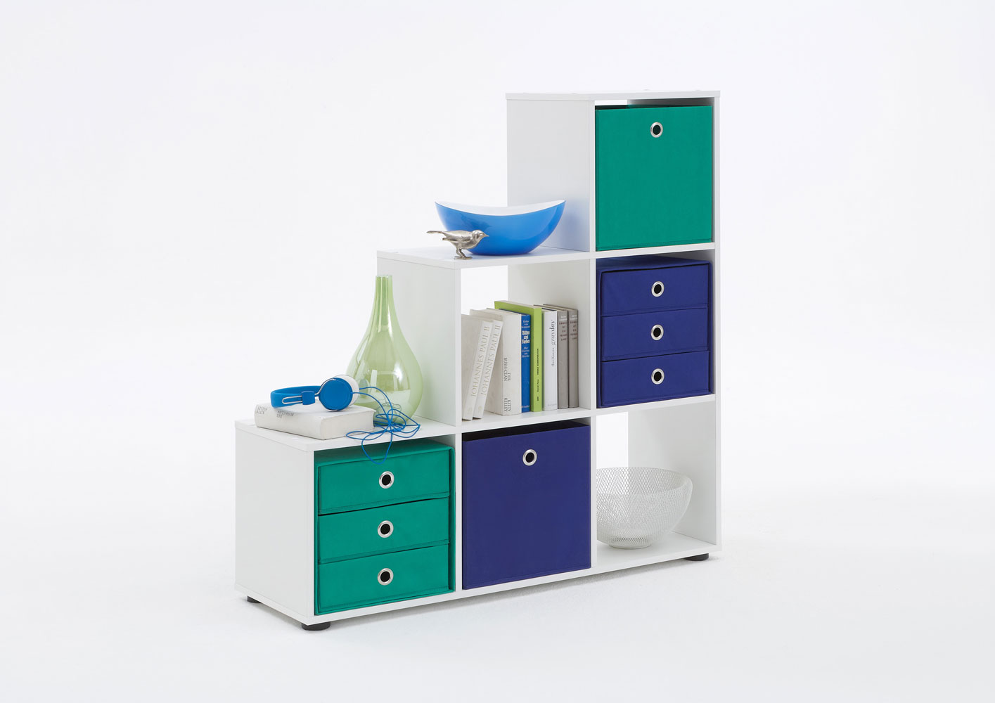 Raumteiler Mega 1 Weiß Regal Würfelregal Treppenregal MDF