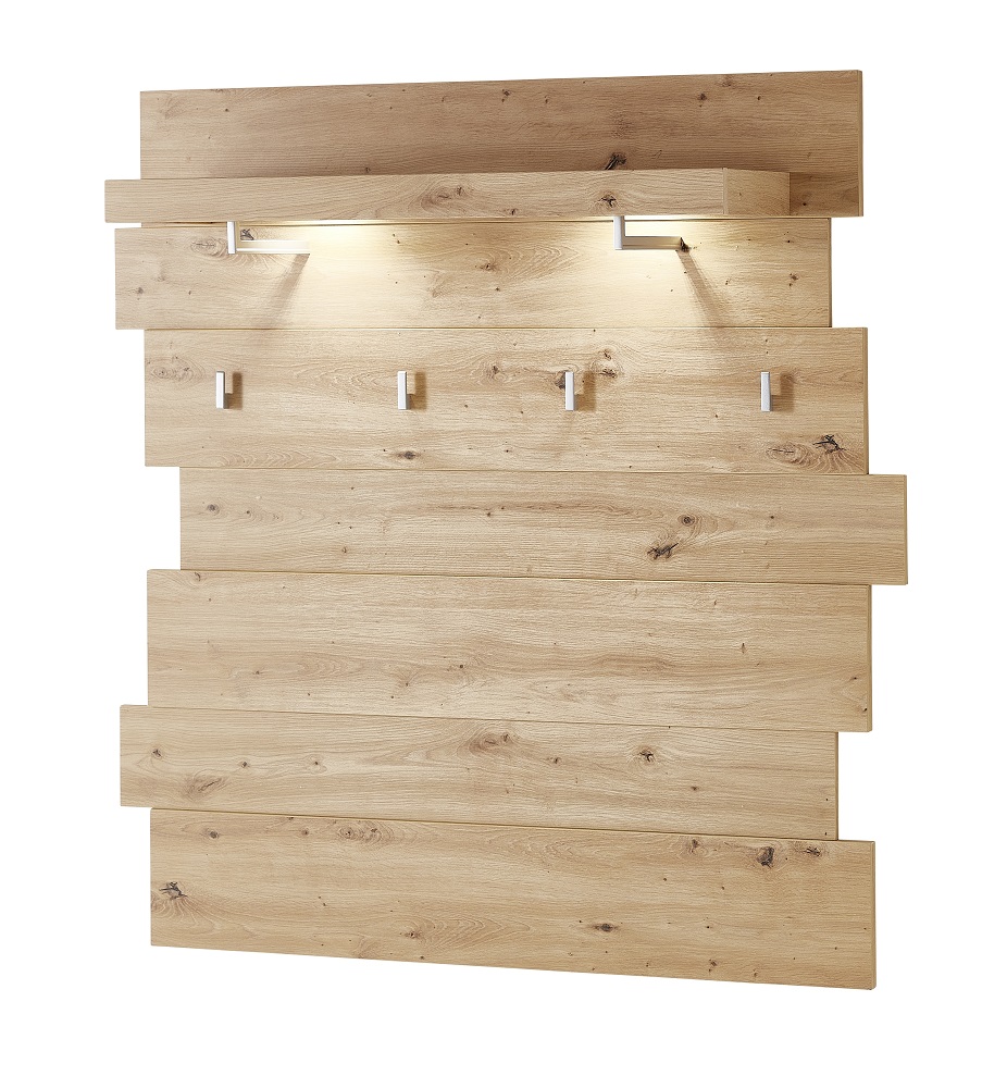 Garderobenpaneel Signo Artisan Eiche Beleuchtung BxHxT ca.: 120x125x32 cm