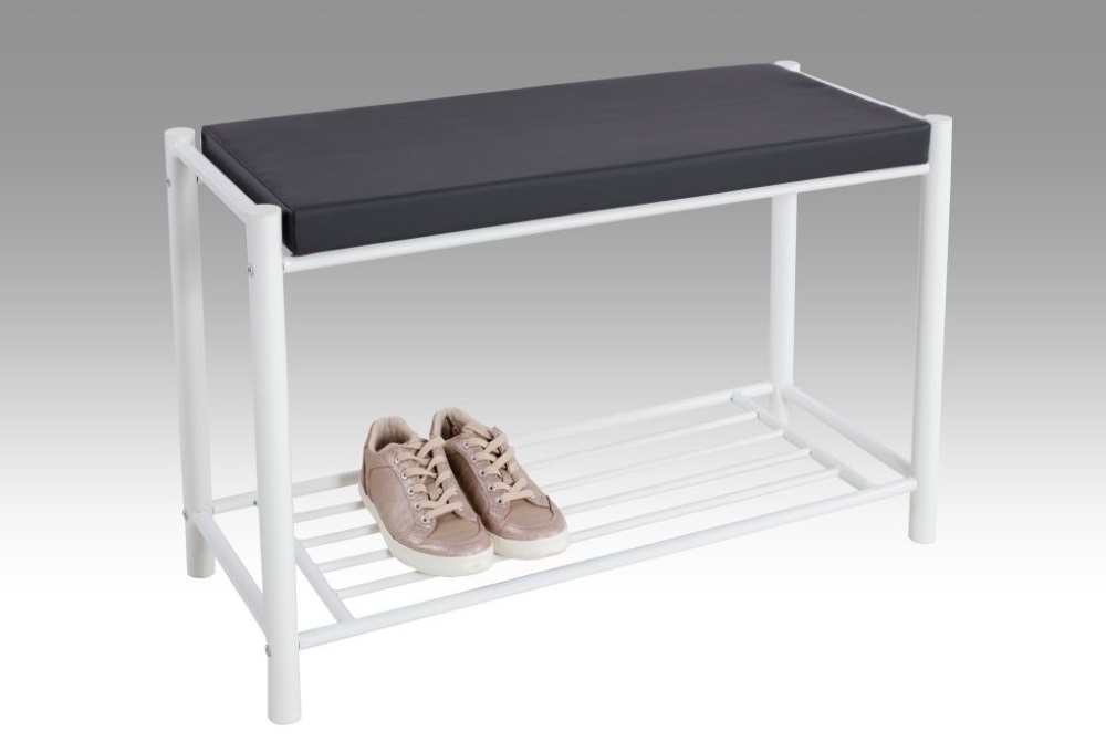 Schuhbank Stella Weiß Garderobenbank Sitzbank Schuhablage Flurbank
