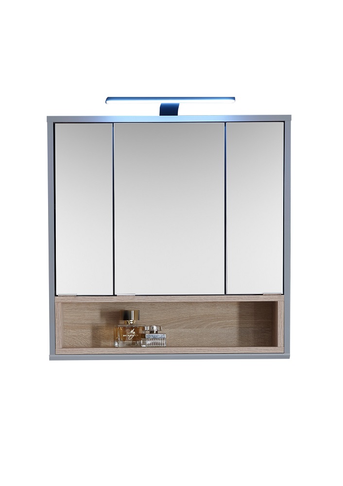 Spiegelschrank Tunis Grau und Sonoma Eiche Spiegel Badezimmermöbel Schrank
