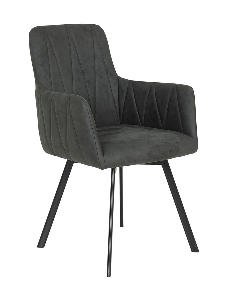 Polsterstuhl Gesa Anthrazit 360° drehbar Armlehnen max. 120 kg Armlehnenstuhl Küchenstuhl Esszimmerstuhl