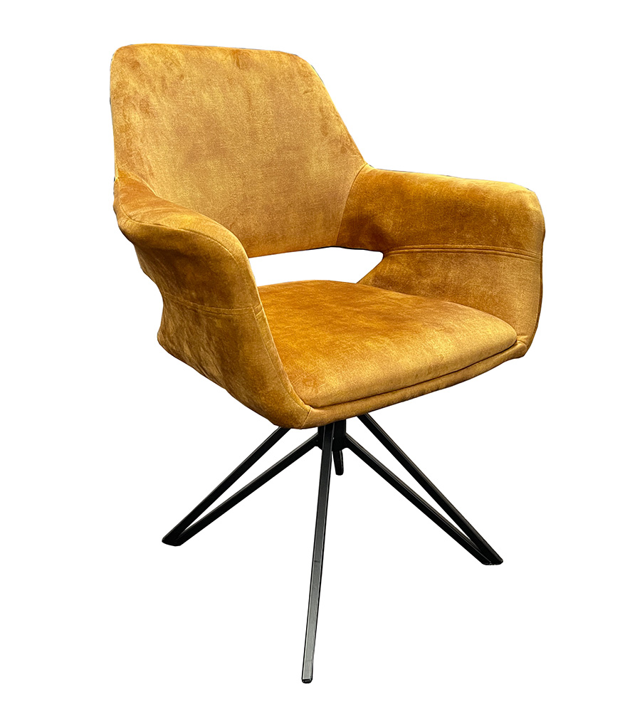 Armlehnenstuhl Katy Velour Gold 180° drehbar Rückenbelüftung Stativgestell