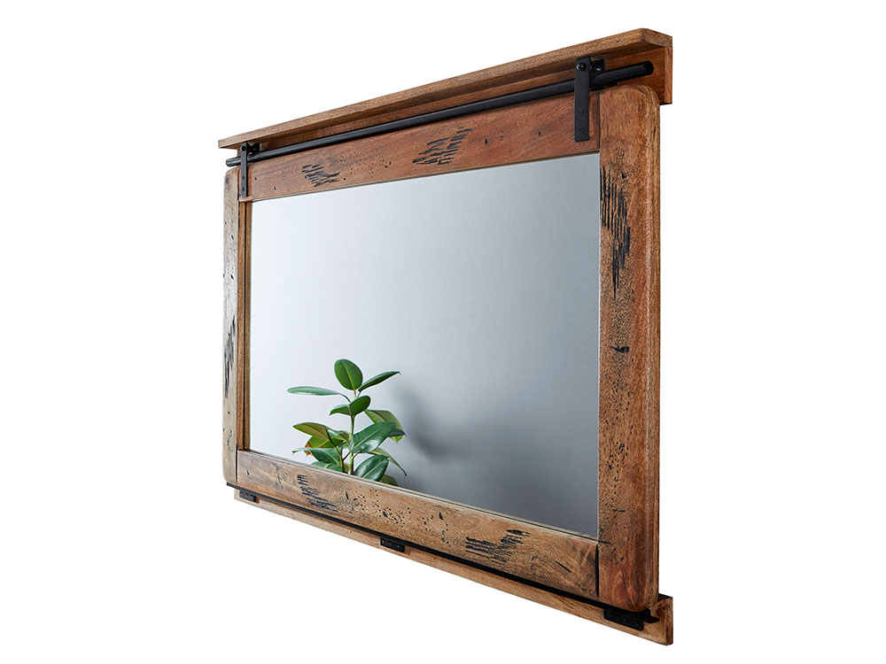 Spiegel II 114 cm breit BA-0480 Mango Massivholz Beschläge Eisen Badmöbel