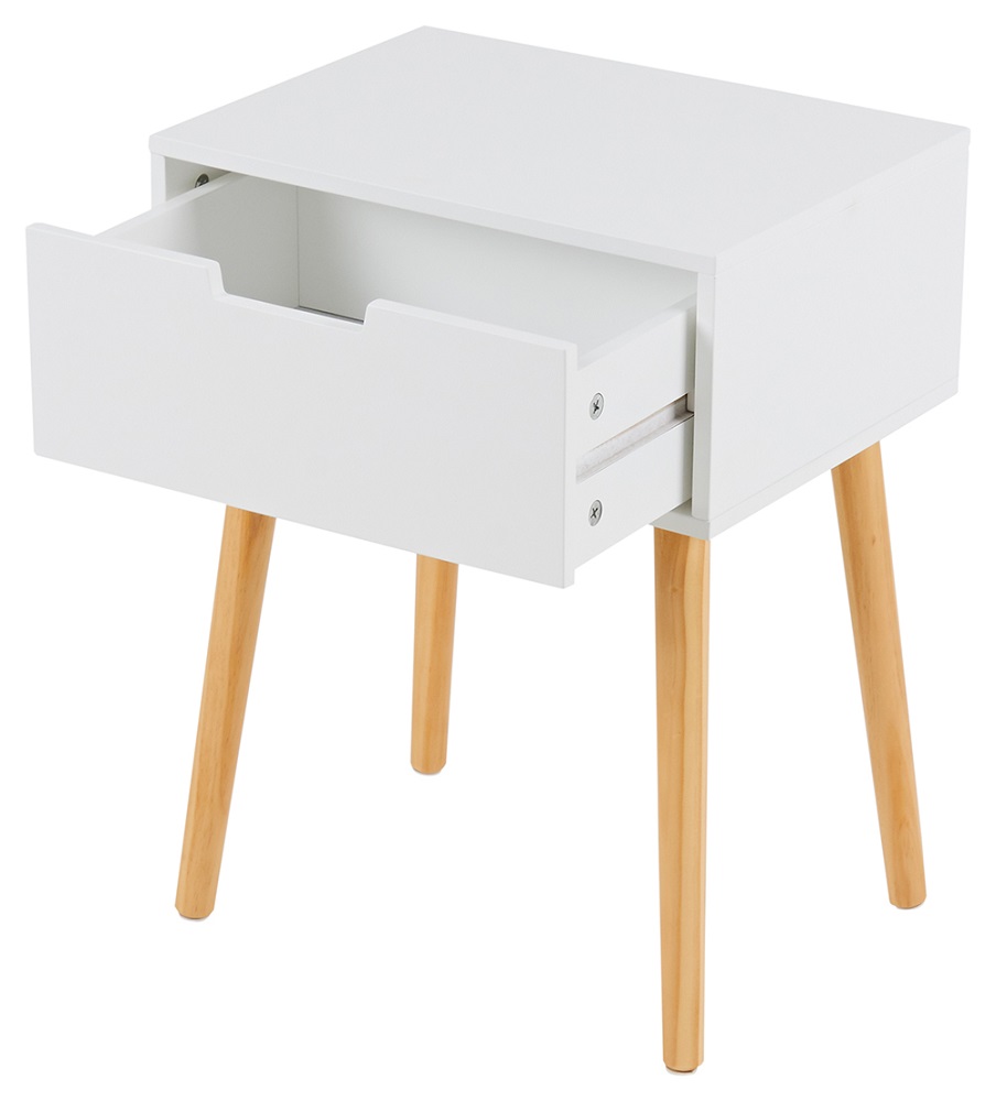 Nachtkommode Jakob Weiß matt Gestell Kiefer massiv Schubkasten Nako
