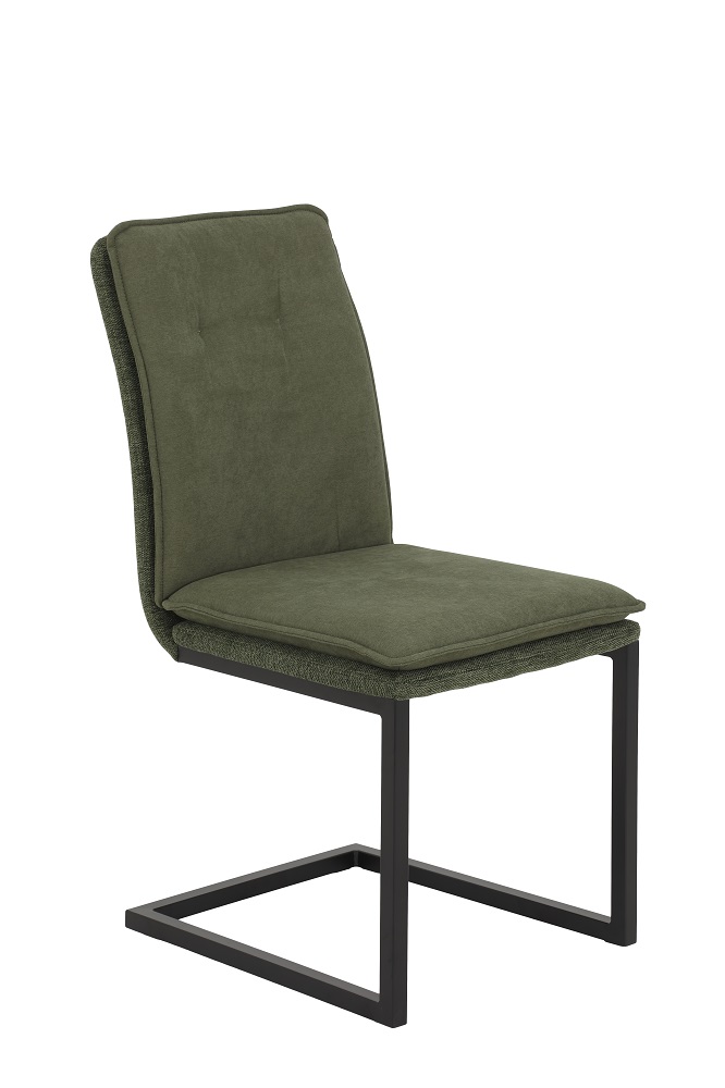 Schwingstuhl Talia Grün, Metallgestell, Esszimmerstuhl, Polsterstuhl, Freischwinger