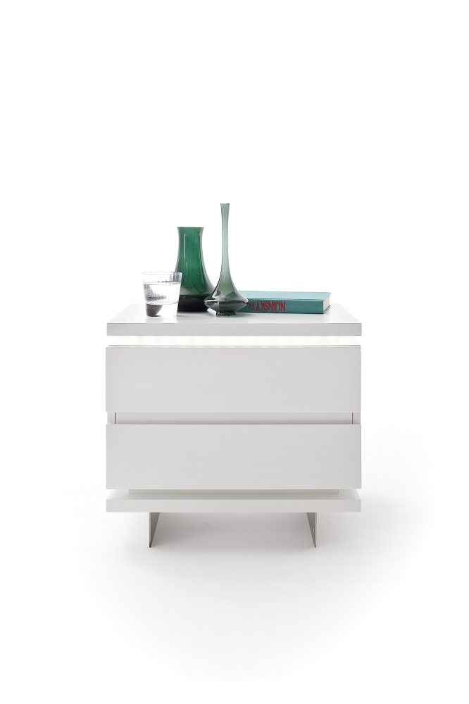 Nachtkonsole Nola 1 Weiß Hochglanz Nachttisch Nachtkommode Nako