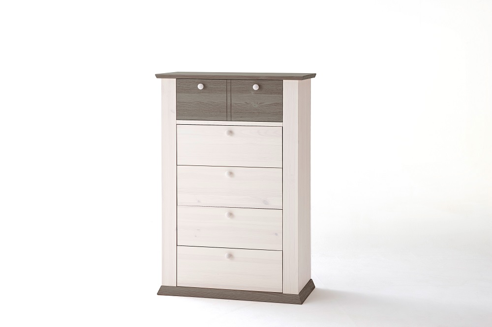 Kommode Göteborg Weiß Lava Kiefer Massivholz Anrichte Schrank Highboard