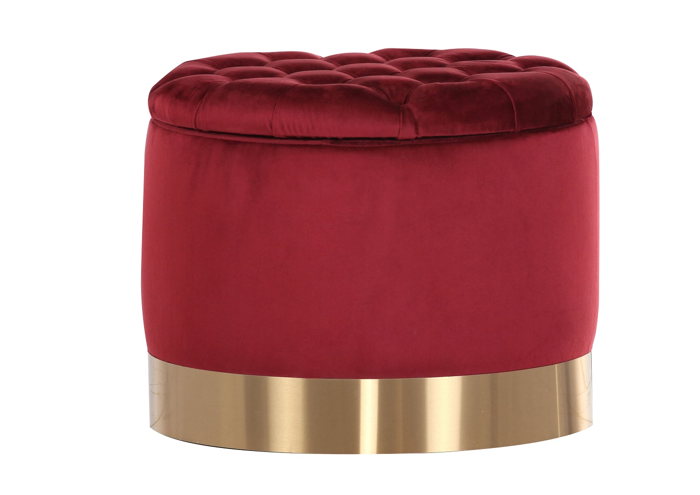Hocker Winchester 65573/681 Rund Gold Edelstahl Mit Staufach Stoff Rot