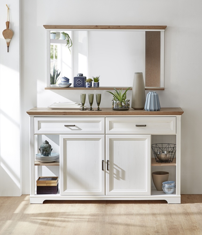 Sideboard Jasmin Pinie Hell Artisan Eiche Nb. 2 Schubkästen 4 Offene Fächer  2 Türen