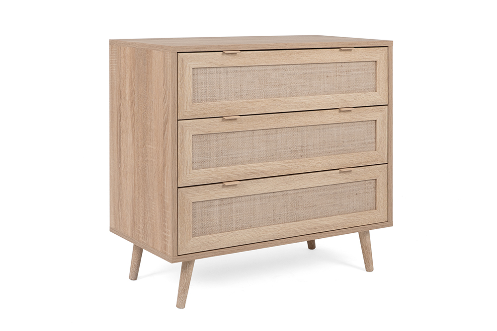 Kommode Bali Sonoma Eiche Rafia Geflecht Anrichte Schubladenkommode Schrank