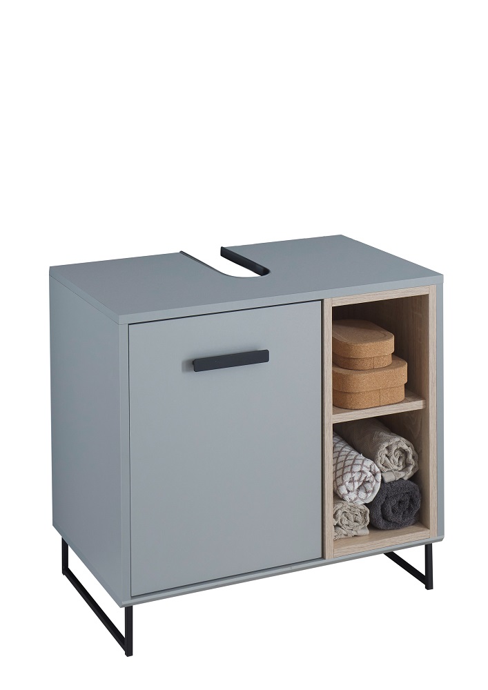 Waschbeckenunterschrank Tunis Grau Sonoma Schrank Badschrank Badmöbel Unterschrank