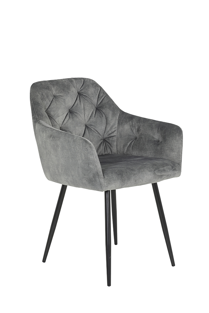 Sessel Tina I Samtvelour Vintage Grau Armlehnenstuhl Küchenstuhl Esszimmerstuhl Stuhl