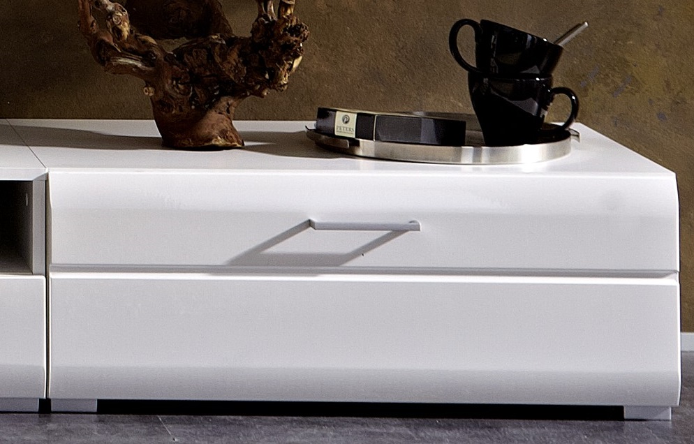 Tv-Unterteil Fun Eiche weiß Hochglanz Wohnzimmer Fernsehtisch Zeitloses Design