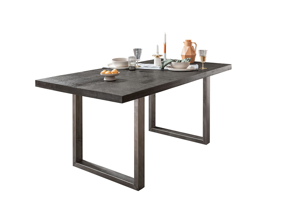 Esstisch WZ-0480 grau Küchentisch Speisetisch Mango Massivholz U-Gestell 200x100