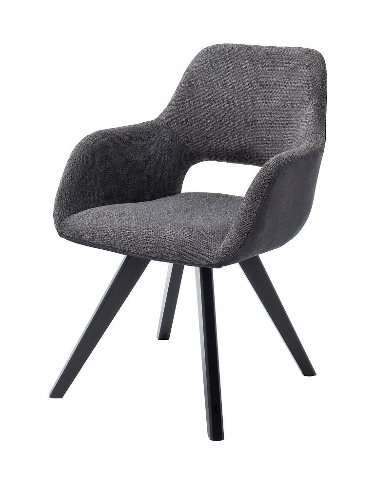 Armlehnstuhl Asella Anthrazit Stuhl 4-Fuß Stuhl Lehnstuhl Esszimmerstuhl Küchenstuhl