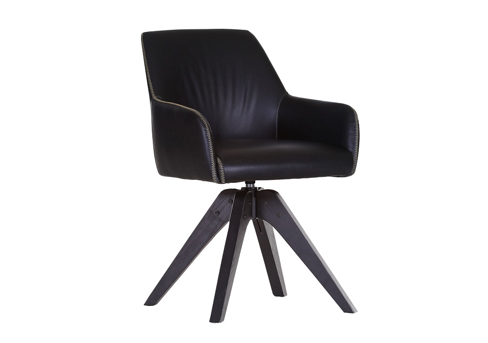 Esszimmerstuhl Floyd Kunstleder anthrazit Gestell Eiche schwarz mit Armlehne 360° drehbar Sessel Küche